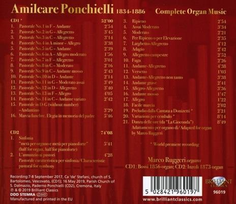 Musica per organo completa - CD Audio di Amilcare Ponchielli,Marco Ruggeri - 2