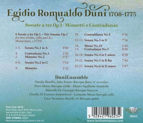Trio Sonate Op.1 - CD Audio di Egidio Romualdo Duni - 2