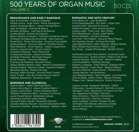 500 Years of Organ Music - CD Audio - 2