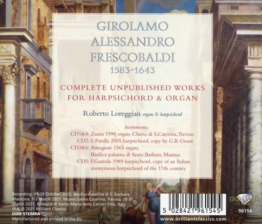 Complete Unpublished Works for Harpsichord - CD Audio di Girolamo Frescobaldi,Roberto Loreggian - 2