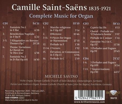 Complete Music for Organ - CD Audio di Camille Saint-Saëns,Michele Savino - 2