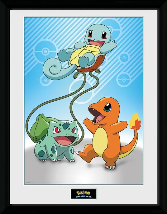 Stampa In Cornice 30x40 cm. Pokemon. Kanto Starter