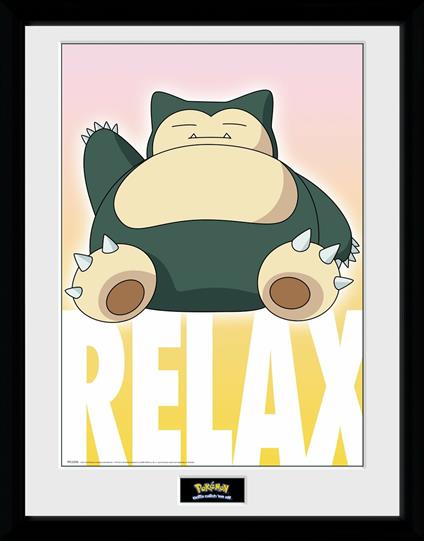 Stampa In Cornice 30x40 cm. Pokemon. Snorlax
