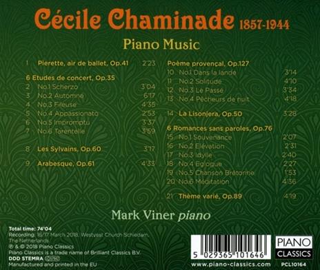 Opere per Pianoforte - CD Audio di Cécile Chaminade - 2