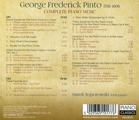Musica completa per pianoforte - CD Audio di George Frederick Pinto,Marek Toporowski - 2