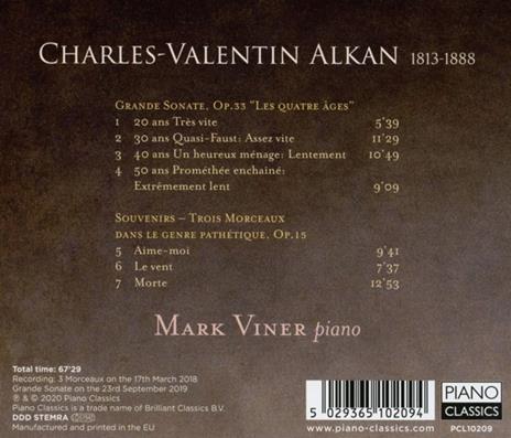 Grande Sonate op.33 - Trois Morceaux Dans - CD Audio di Charles Henri Valentin Alkan,Mark Viner - 2