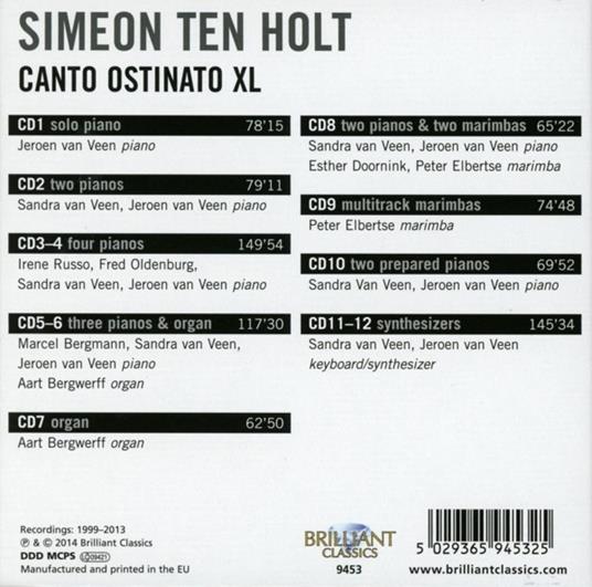 Canto Ostinato XL - CD Audio di Simeon ten Holt - 2