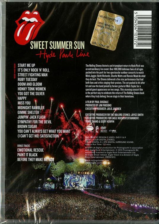 The Rolling Stones. Sweet Summer Sun. Park Line (DVD) Rolling Stones - CD | IBS
