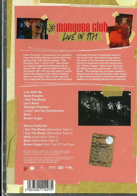 The Rolling Stones. From The Vault: The Marquee (Live in 1971) (DVD) - DVD di Rolling Stones - 2