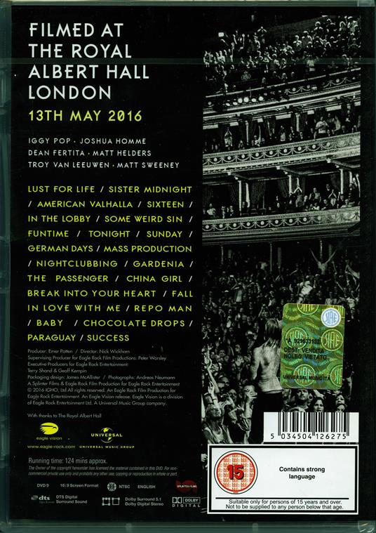 Iggy Pop. Post Pop Depression. Live at the Royal Albert Hall (DVD) - DVD di Iggy Pop - 2