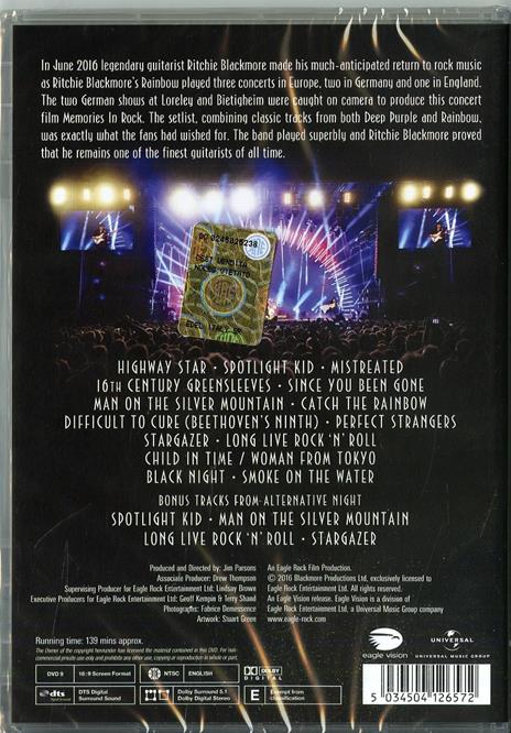 Ritchie Blackmore. Rainbow. Memories In Rock. Live In Germany (DVD) - DVD di Ritchie Blackmore,Rainbow - 2