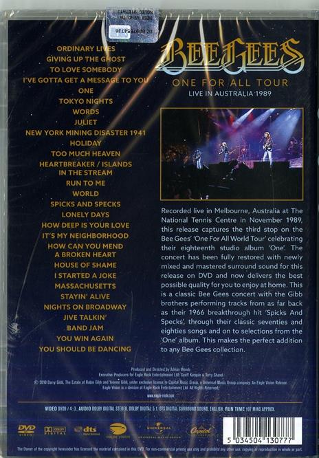 One For All Tour. Live In Australia 1989 (DVD) - DVD di Bee Gees - 2