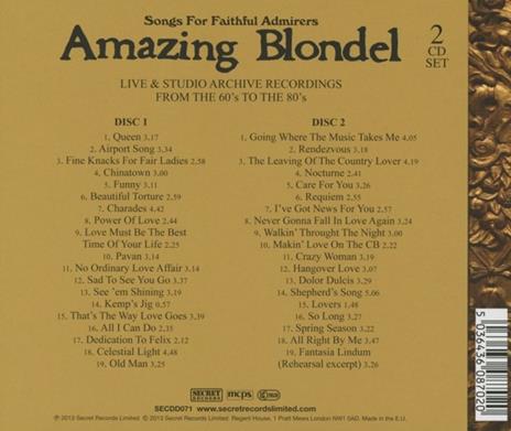 Songs for Faithful Admirers - CD Audio di Amazing Blondel - 2