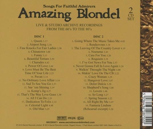 Songs for Faithful Admirers - CD Audio di Amazing Blondel - 2