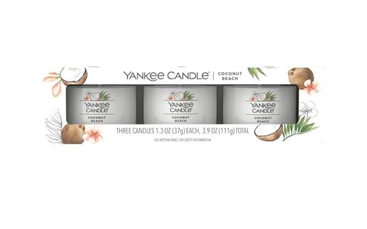 Yankee Candle Coconut Beach candela di cera Rotondo Cocco Bianco 3 pz