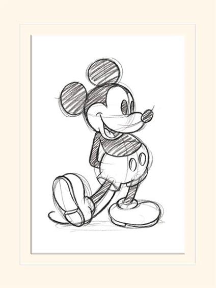 Stampa 30 x 40 cm Mickey Mouse. Sketched. Single