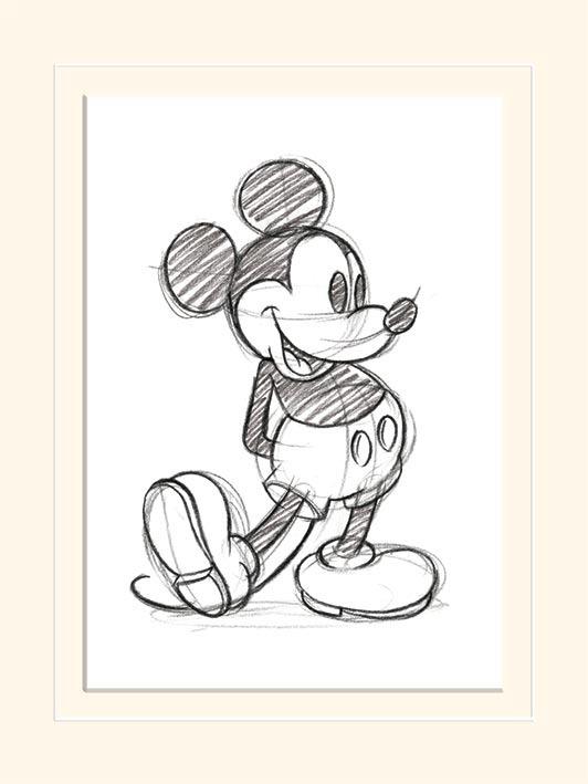 Stampa 30 x 40 cm Mickey Mouse. Sketched. Single