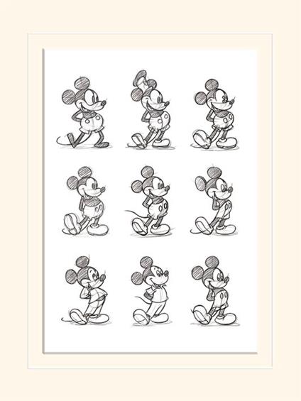 Stampa 30 x 40 cm Mickey Mouse. Sketched. Multi
