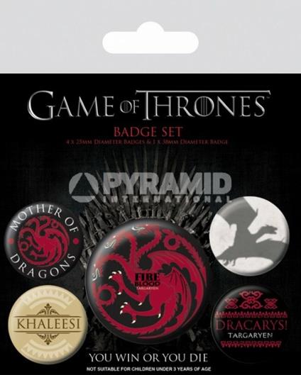 Badge Pack Game of Thrones. Fire and Blood (Trono di Spade)