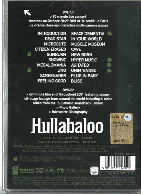 Muse. Hullabaloo. Live at le Zenith, Paris. (2 DVD) - DVD di Muse - 2