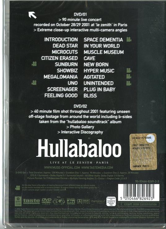 Muse. Hullabaloo. Live at le Zenith, Paris. (2 DVD) - DVD di Muse - 2