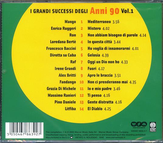 I grandi successi degli anni '90 vol.1 - CD Audio