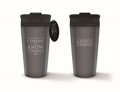 Tazza da viaggio metallica Trono di Spade I Drink and I Know Things. Game of Thrones