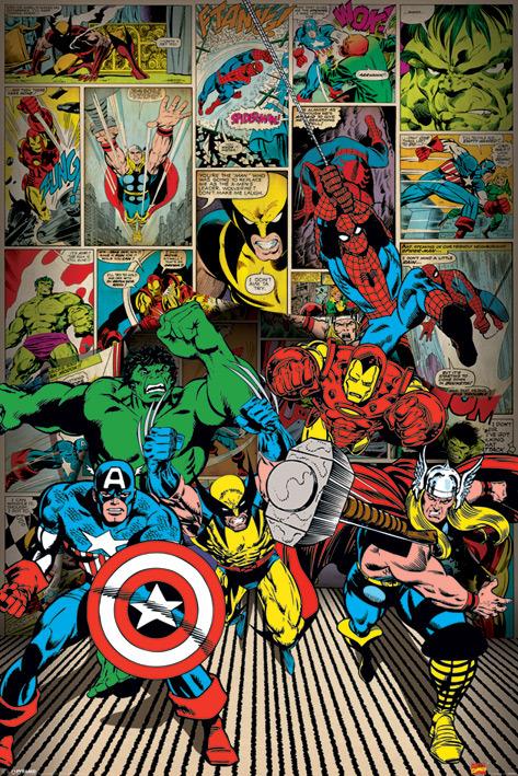 Poster Marvel Comics. Here Come The Heroes
