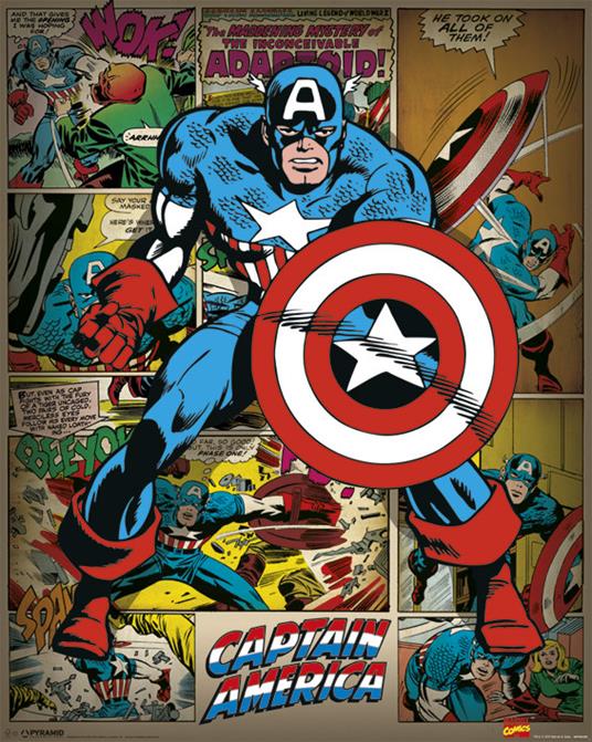 Poster Marvel Comics. Captain America Retro