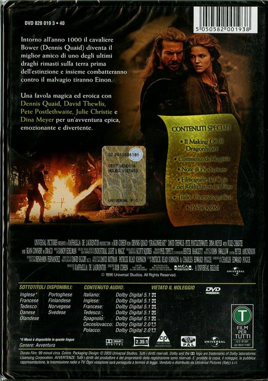 Dragonheart di Rob Cohen - DVD - 2