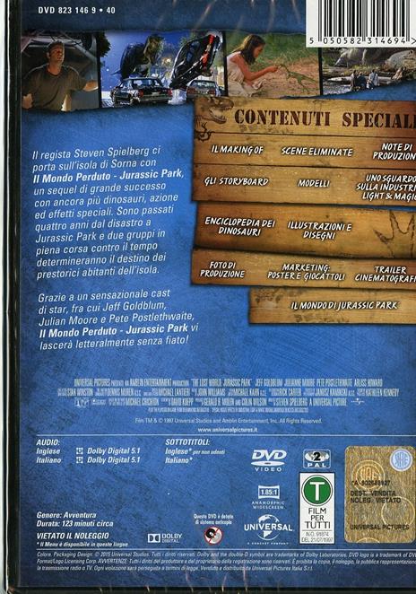 Il mondo perduto. Jurassic Park di Steven Spielberg - DVD - 2