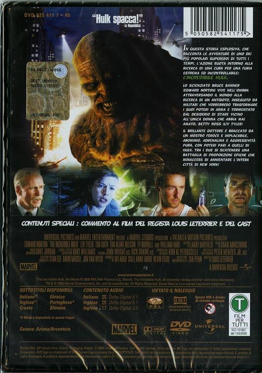 L' incredibile Hulk (1 DVD) di Louis Leterrier - DVD - 2