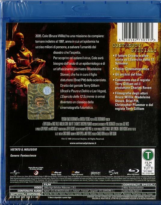 L' esercito delle 12 scimmie di Terry Gilliam - Blu-ray - 2