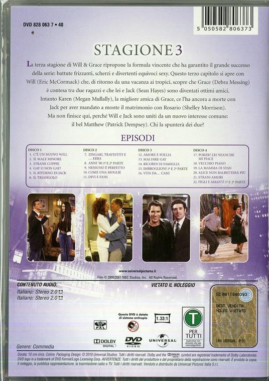 Will & Grace. Stagione 3 (4 DVD) - DVD - 2