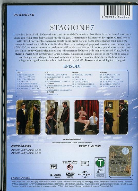 Will & Grace. Stagione 7 (4 DVD) - DVD - 2