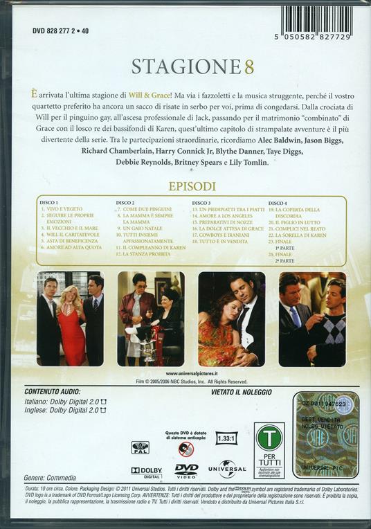 Will & Grace. Stagione 8 (4 DVD) - DVD - 2