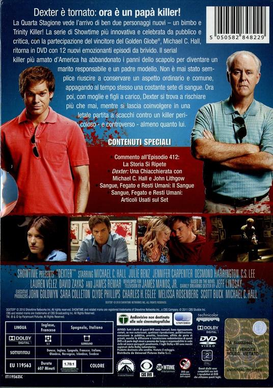 Dexter. Stagione 4 (4 DVD) di Marcos Siega,Brian Kirk,John Dahl,Keith Gordon - DVD - 2