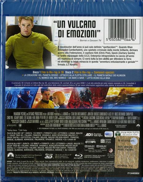 Into Darkness. Star Trek 3D (Blu-ray + Blu-ray 3D) di J. J. Abrams - 2