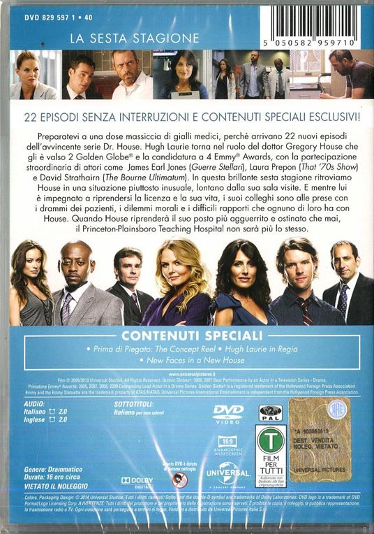 Dr. House. Medical Division. Stagione 6 (6 DVD) di Katie Jacobs,Greg Yaitanes,David Straiton,Matt Shakman - DVD - 2