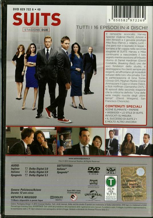 Suits. Stagione 2 (3 DVD) di Kevin Bray,Michael Smith,John Scott - DVD - 2