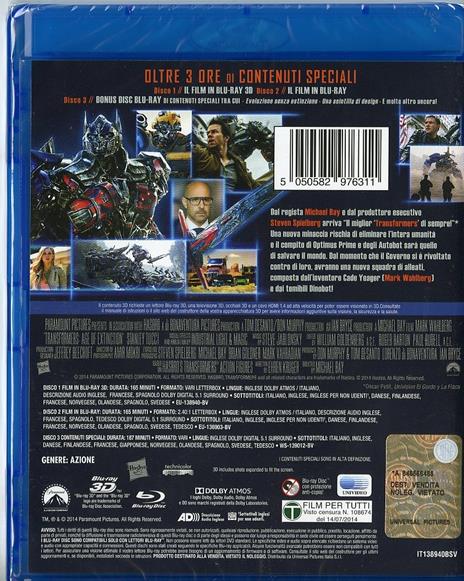Transformers 4. L'era dell'estinzione 3D (Blu-ray + Blu-ray 3D) di Michael Bay - 2