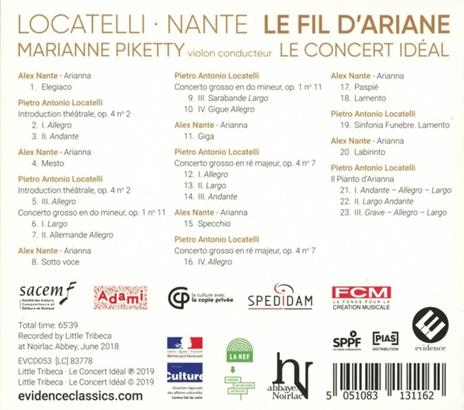 Le fil d'Ariane - CD Audio di Pietro Locatelli,Alex Nante,Le Concert Idéal,Marianne Piketty - 2