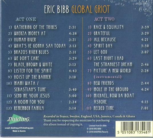 Global Griot (Digipack) - CD Audio di Eric Bibb - 2