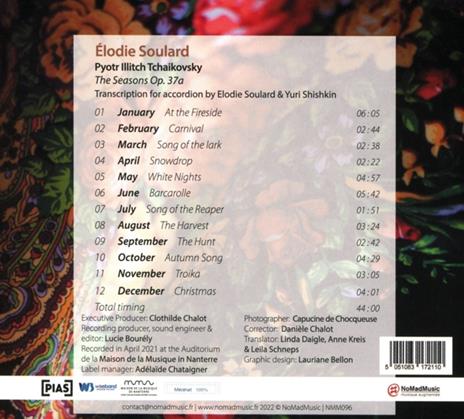 Elodie Soulard - Tchaikovsky The Seasons Arr. For Ac - CD Audio - 2