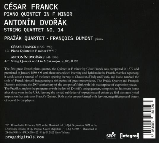 Piano Quintet / String Quartet - CD Audio di Antonin Dvorak,César Franck