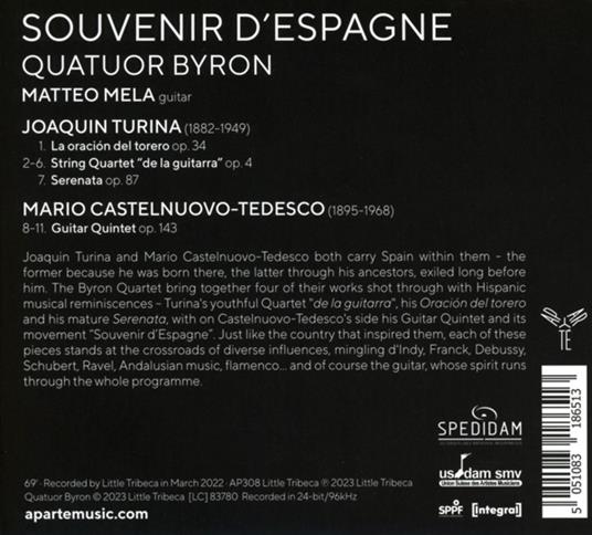Souvenir d'Espagne - CD Audio di Mario Castelnuovo-Tedesco,Joaquin Turina,Quatuor Byron - 2