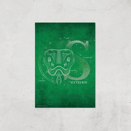 Slytherin Wireframe Exclu Harry Potter A4 Print Poster