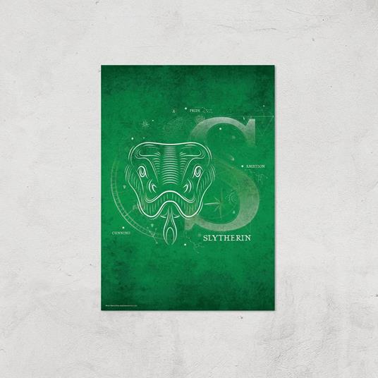 Slytherin Wireframe Exclu Harry Potter A4 Print Poster