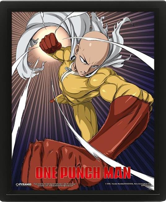 One Punch Man: Pyramid - Saitama And Genos - Framed 25X20 Cm (3D Lenticular Print / Stampa)