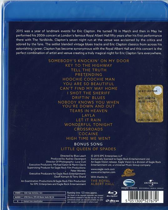 Eric Clapton. Slowhand at 70. Live at Royal Albert Hall (Blu-ray) - Blu-ray di Eric Clapton - 2